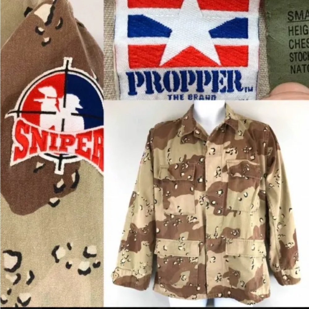 Propper Paintball Brown Light Camo Jacket Sniper Patch Mens S